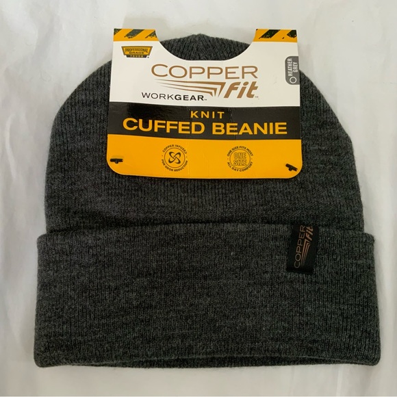 Copper Fit Work Gear Knit Cuffed Beanie Heather Gray Professional Grade - Picture 1 of 2